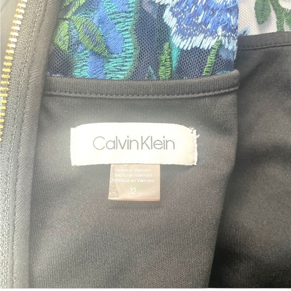 Women's Calvin Klein Floral Embroidered Floral Foliage Dress 12 Wedding Event - Picture 15 of 16